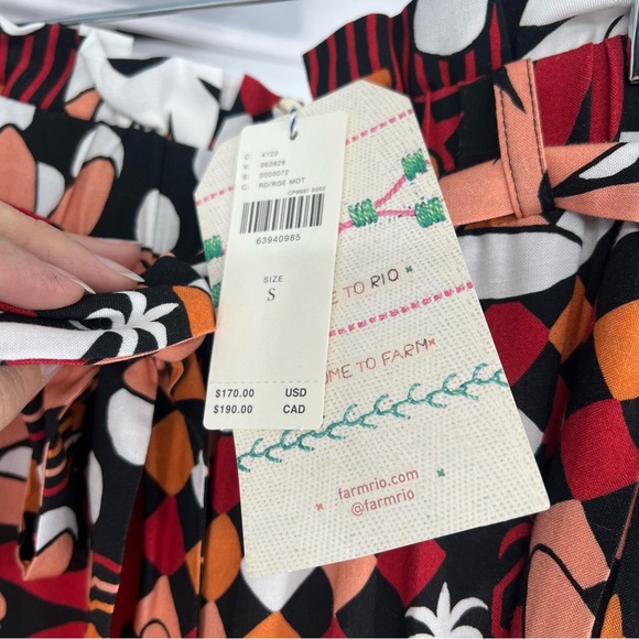 Farm Rio Floral Daisy Colorful Lightweight Loose Belted Paperbag Pants Small NWT - Picture 6 of 10